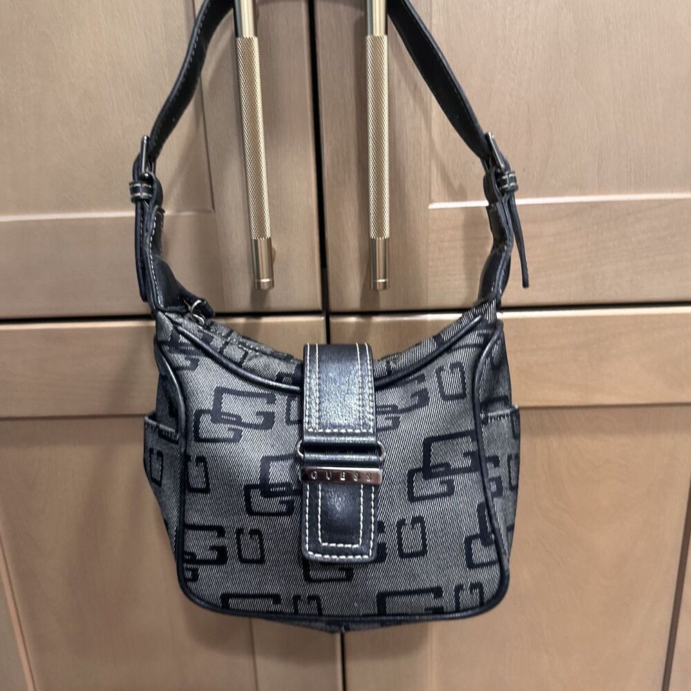 Vintage Y2K Guess Monogram Small Shoulder Bag Buckle Detail